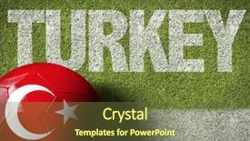  Presentation with turkey - Colorful PPT theme enhanced with turkey ball in a soccer field backdrop and a tawny brown colored foreground