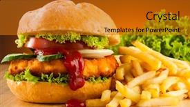  Presentation with hydroponics vegetables hydroponic vegetable - Amazing slide deck having turkey burger - big hamburger french fries backdrop and a gold colored foreground