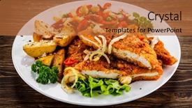  Presentation with salad - Amazing PPT layouts having turkey burger - fried pork chop with potatoes backdrop and a red colored foreground