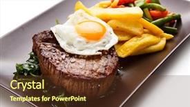  Presentation with burger - Cool new slide set with turkey burger - grilled steak with french fries backdrop and a tawny brown colored foreground