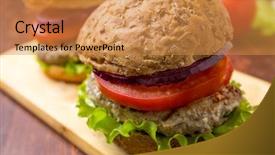  Presentation with whole grain flour - Audience pleasing theme consisting of turkey burger - healthy chicken hamburger backdrop and a gold colored foreground