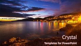  Presentation with coast - Amazing PPT theme having turkey coast at night time backdrop and a wine colored foreground
