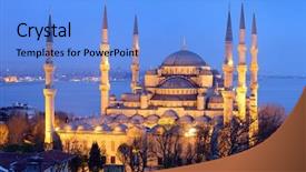 Presentation with mosque - Beautiful PPT layouts featuring turkey culture - blue mosque istanbul backdrop and a light blue colored foreground