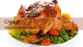  Presentation with roasted chicken - Beautiful PPT layouts featuring turkey dinner - roasted chicken and vegetables backdrop and a crimson colored foreground