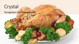  Presentation with roasted chicken - PPT theme having turkey dinner - whole roasted stuffed chicken background and a yellow colored foreground