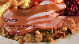  Presentation with thanksgiving dinner - Slides with turkey dinner with stuffing vegetables background and a  colored foreground