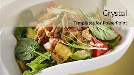  Presentation with main course - Colorful presentation theme enhanced with turkey fillet tomatoes cucumbers avocado backdrop and a mint green colored foreground