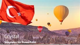  Presentation with hot air balloons - PPT layouts featuring turkey-flag-against-hot-air background and a violet colored foreground