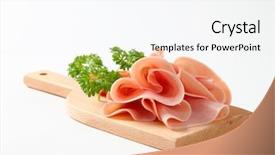  Presentation with fresh coconut juice decorated tropical - Presentation design with turkey meat - fresh juicy ham with cherry background and a white colored foreground