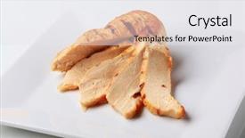  Presentation with grilled chicken - Amazing slide deck having turkey meat - grilled chicken breast backdrop and a white colored foreground