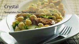  Presentation with peas - Amazing slide deck having turkey mini steaks with chick peas backdrop and a coral colored foreground