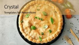  Presentation with baking - Amazing presentation design having turkey pot pie on light backdrop and a yellow colored foreground