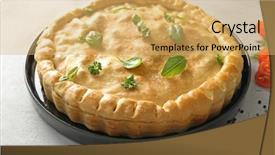  Presentation with baking light waem and a soft gre - Audience pleasing presentation design consisting of turkey pot pie on light backdrop and a yellow colored foreground