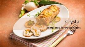  Presentation with turkey - PPT theme consisting of turkey roast stuffed with mixed background and a coral colored foreground