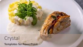  Presentation with spinach - Presentation theme enhanced with turkey-roll-filled-with-spinach background and a coral colored foreground