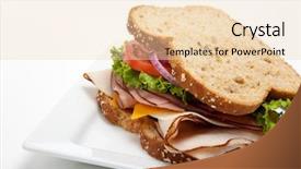  Presentation with white cheese - Beautiful presentation theme featuring turkey sandwich on multigrain bread backdrop and a lemonade colored foreground