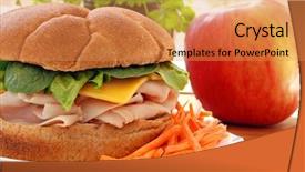  Presentation with healthy school lunch - Cool new PPT theme with turkey sandwich on whole backdrop and a coral colored foreground