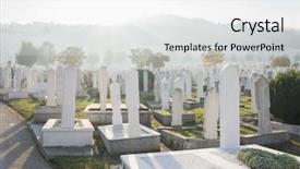  Presentation with grave muslim - Beautiful PPT theme featuring turkey war - graves at muslim cemetery backdrop and a  colored foreground
