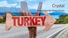  Presentation with turkey - Presentation design with turkey wooden sign with road background background and a light blue colored foreground