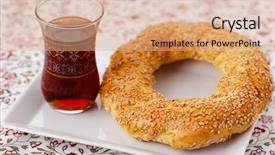  Presentation with bagel - Cool new PPT theme with turkish bagel simit and traditional backdrop and a coral colored foreground