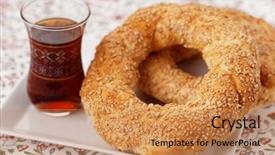  Presentation with bagel - Cool new slides with turkish bagel simit and traditional backdrop and a coral colored foreground