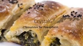  Presentation with turkish - PPT layouts having turkish-borek-with-spinach-isolated background and a yellow colored foreground