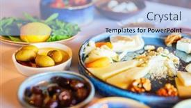  Presentation with turkish restaurant - Presentation design consisting of turkish-breakfast-spread-platter background and a light blue colored foreground