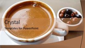  Presentation with coffee and sweet chocolate brownies - Slide set with turkish coffee and chocolate drops background and a coral colored foreground