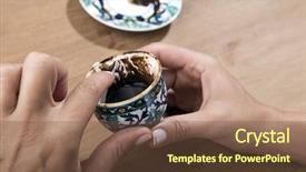  Presentation with tarot cards on fortune teller - Cool new PPT theme with turkish coffee fortune telling close backdrop and a tawny brown colored foreground