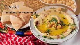  Presentation with ethnic - Slide deck with syrians - hummus lebanese ethnic appetizer background and a yellow colored foreground