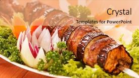  Presentation with kebab - Beautiful presentation design featuring turkish cuisine - kebab on skewers backdrop and a coral colored foreground