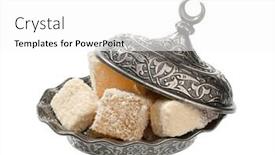  Presentation with turkish - Slides with turkish-delight-in-vintage-plate background and a white colored foreground