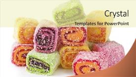  Presentation with turkish - PPT theme featuring turkish delight isolated on white background background and a blonde colored foreground