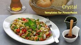  Presentation with eggplant - Slide set having turkish-eggplant-salad-called-patlican background and a tawny brown colored foreground