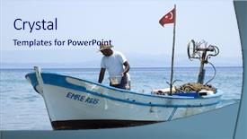  Presentation with fisherman - Beautiful presentation theme featuring turkish flag - fisherman selling fish he caught backdrop and a  colored foreground