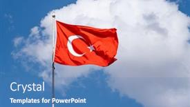  Presentation with pole - Slide deck having turkish-flag-on-pole-waving background and a teal colored foreground