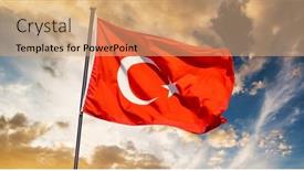  Presentation with turkish - Slide set consisting of turkish-flag-on-pole-waving background and a coral colored foreground