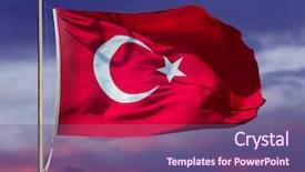 Presentation with turkish - Beautiful presentation theme featuring turkish flag waving over sunset sky backdrop and a violet colored foreground