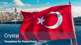  Presentation with turkish - Slide deck enhanced with turkish flag waving background and a ocean colored foreground