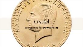  Presentation with turkish - Presentation theme enhanced with turkish gold coin back besli ata isolated background and a coral colored foreground