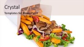  Presentation with french fries - Theme having turkish kebab box with french background and a coral colored foreground