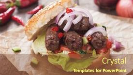  Presentation with turkish - Beautiful PPT theme featuring turkish-kebab-grilled-meat backdrop and a tawny brown colored foreground