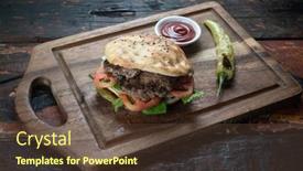  Presentation with meatball - Presentation consisting of turkish kofte ekmek meatball sandwich with tomatoes onion and green pepper isolated on rustic wooden background background and a tawny brown colored foreground