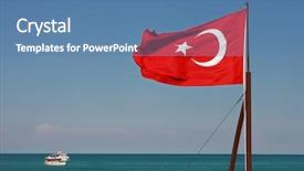  Presentation with mediterranean - Slides with turkish national flag waiving background and a teal colored foreground