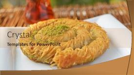  Presentation with turkish - Slide deck enhanced with turkish-pastry-kanafeh-with-kadayif background and a gold colored foreground