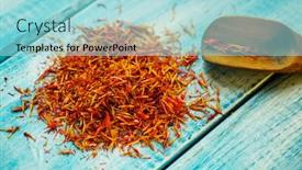  Presentation with saffron - Slides having turkish-saffron-spice-in-spoon background and a arctic colored foreground
