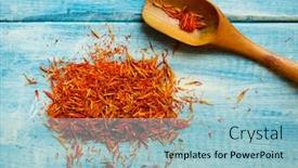  Presentation with saffron - PPT layouts featuring turkish-saffron-spice-in-spoon background and a light blue colored foreground
