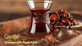  Presentation with turkish - PPT theme enhanced with turkish tea in a glass background and a tawny brown colored foreground