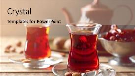 Presentation with turkish - Cool new presentation theme with turkish tea in traditional glasses backdrop and a coral colored foreground
