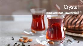  Presentation with turkish - Slides with turkish tea in traditional glasses background and a violet colored foreground